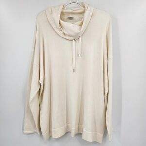 Chicos 3 Long Sleeve Cowl Neck Top Womens Size XL Cream Pullover